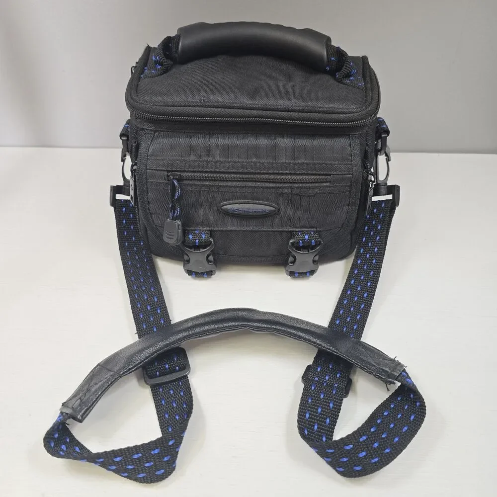 Samsonite-Black Nylon Padded Camera Shoulder Bag Dividers Adjustable Compartment